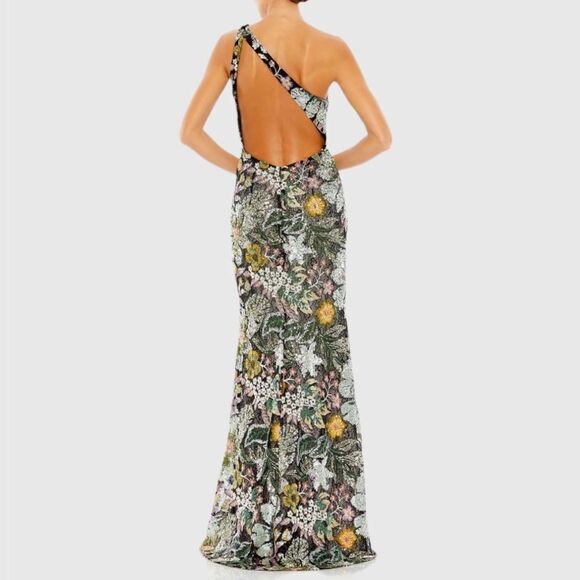 Mac Duggal 49574 Embellished Floral One Shoulder Gown Dress - Picture 4 of 16